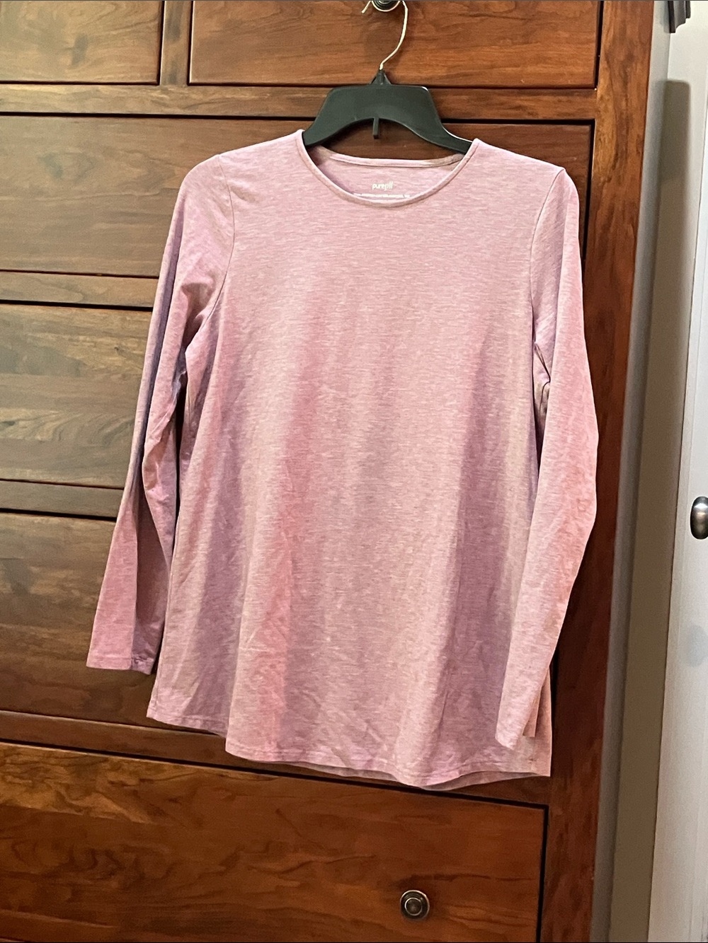J. Jill Long Sleeve Pima Stretch Cotton Shirttail Tee in Heathered Dusty Pink